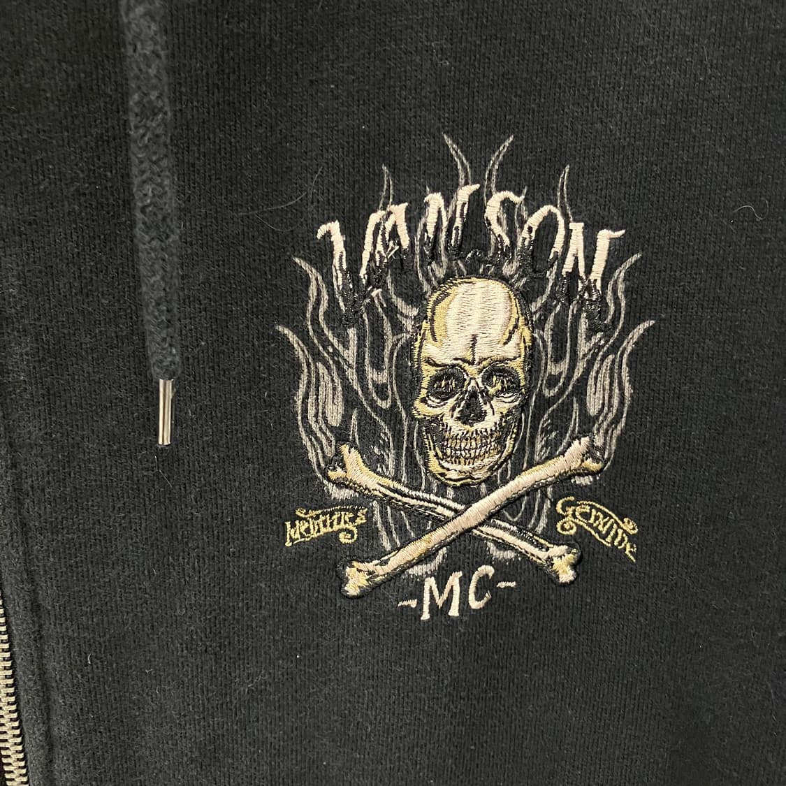 밴슨 레더 블랙 스컬 자수 후드 집업 L 상품이미지6