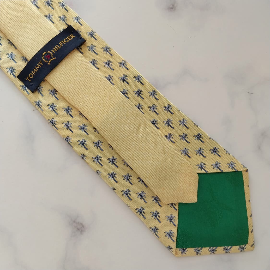 타미힐피거 실크 레몬옐로우 야자수 패턴 넥타이 9cm A+등급 K1636 상품이미지9