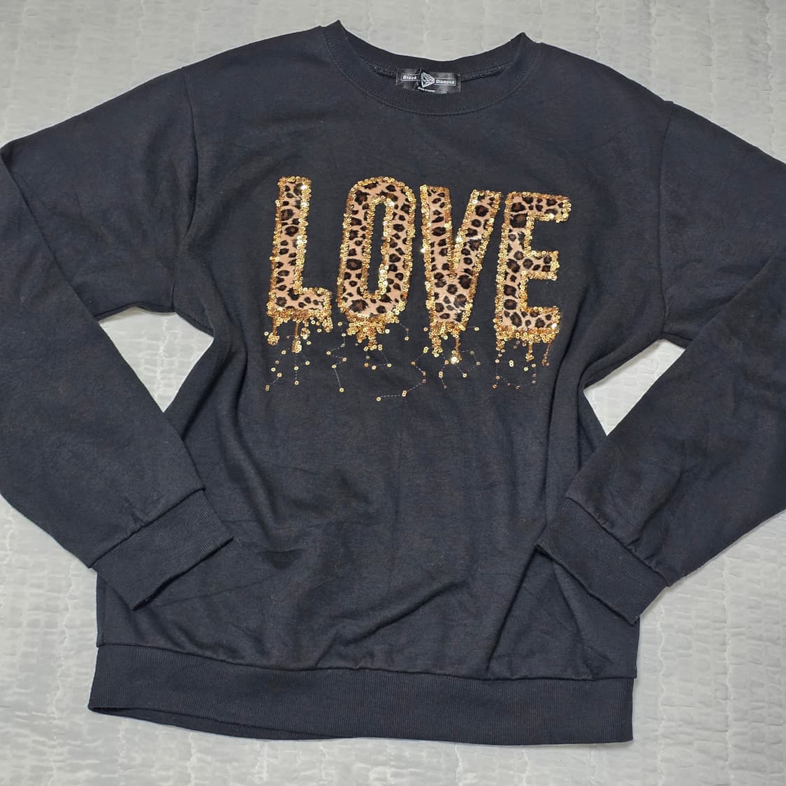빈티지 LOVE 빅로고 호피레오파드 골드스팽클 오네갸루 맨투맨 상품이미지1