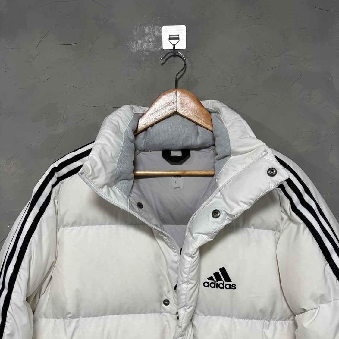 아디다스 삼선 덕다운 롱패딩 화이트 상품이미지2