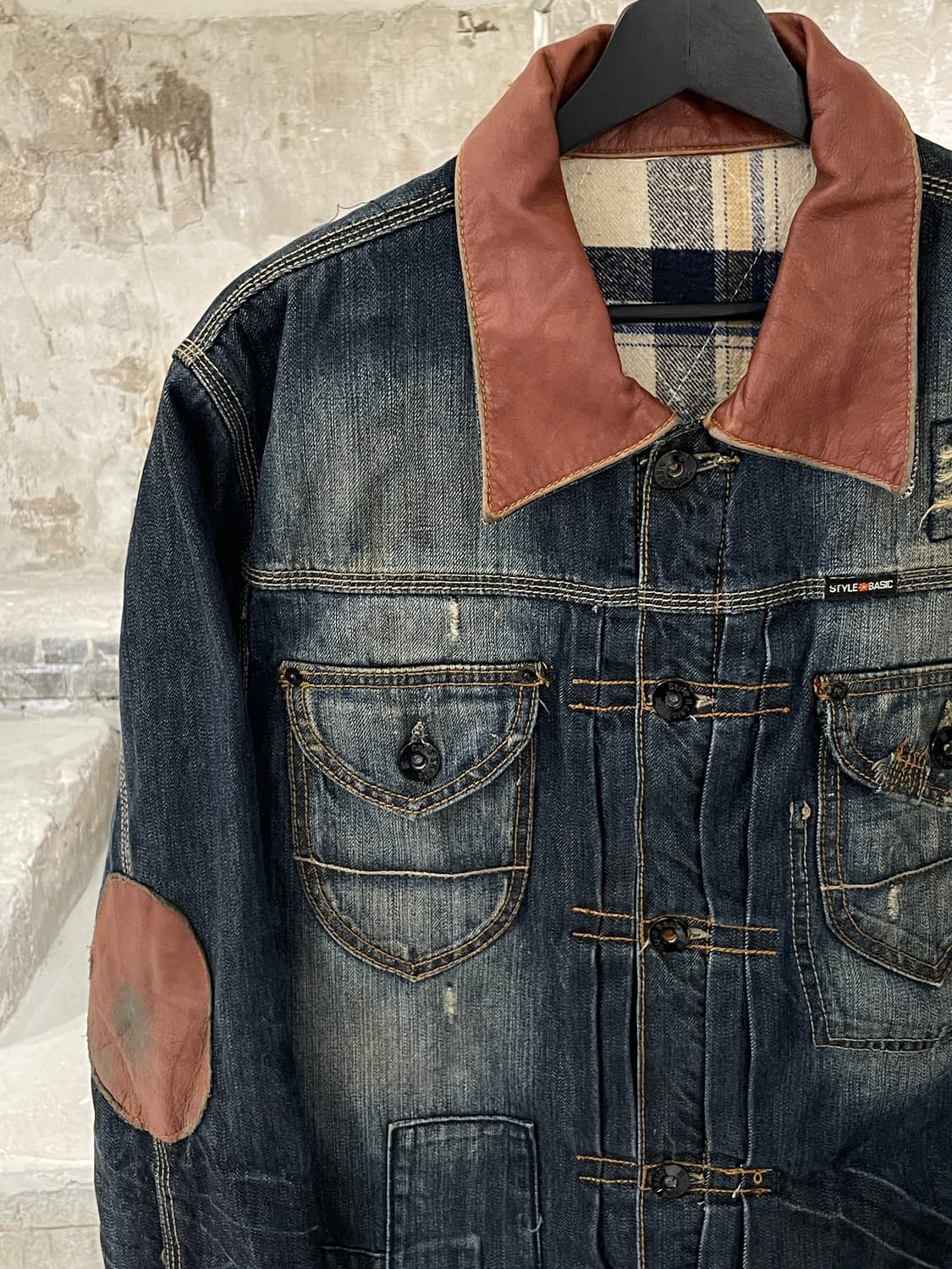 빈티지 그런지 엘보 패치 데님 자켓 상품이미지2
