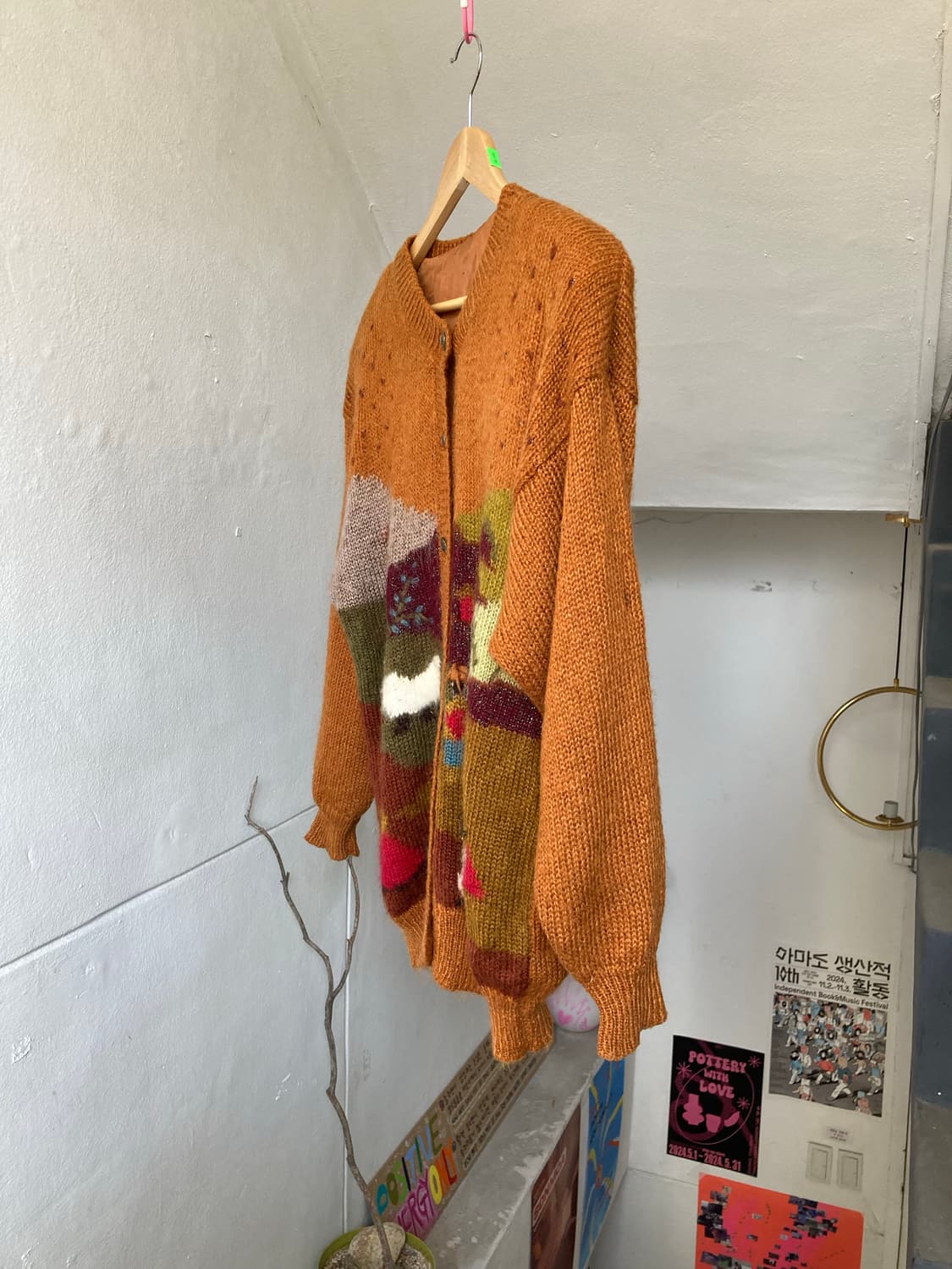 빈티지 브라운 패턴 오버핏 가디건 상품이미지4