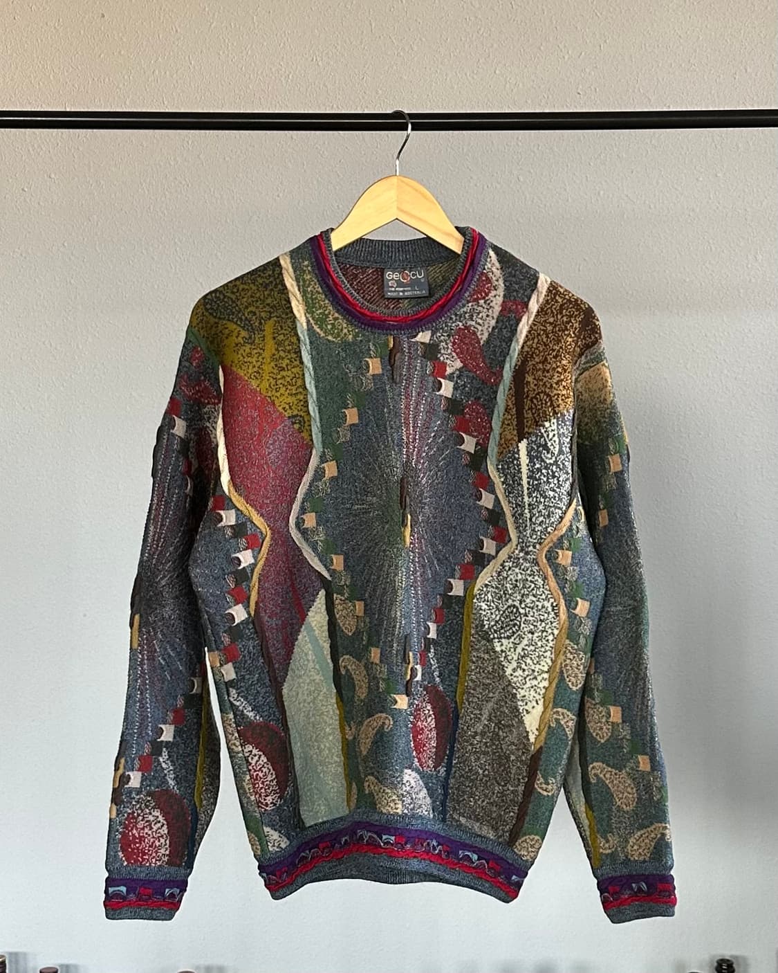[L]GECCU 3D 그래픽 메리노 울 니트 스웨터 상품이미지1