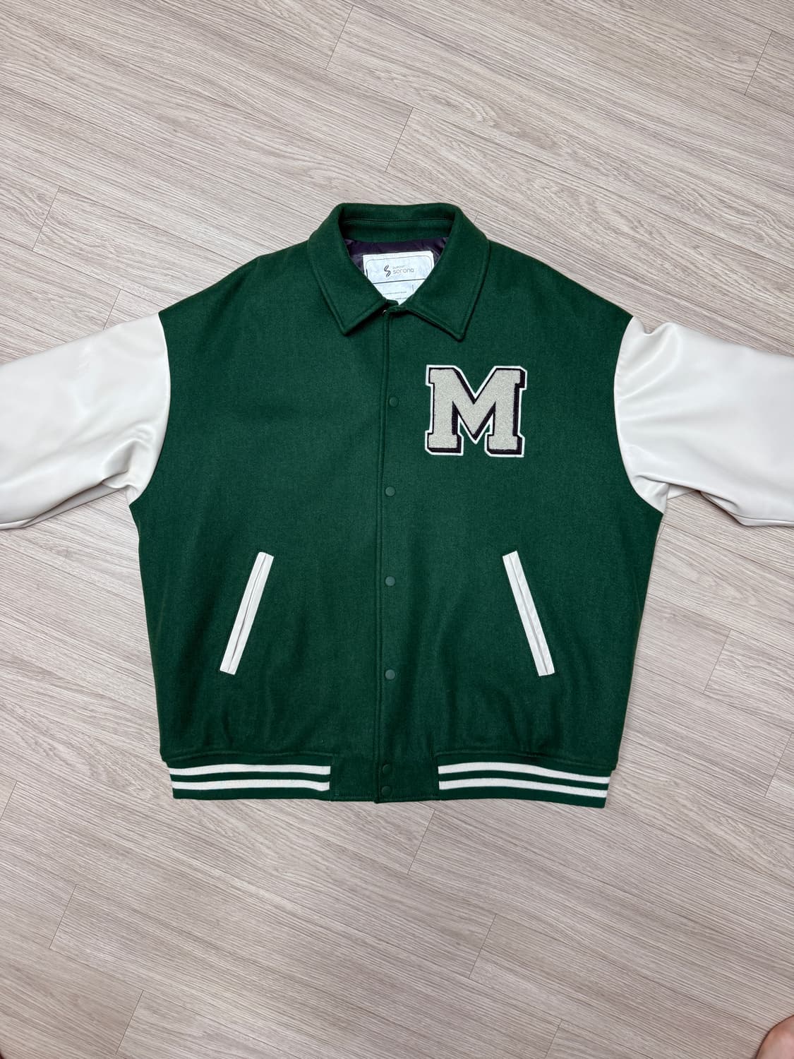 빈티지 바시티 자켓 그린 상품이미지2