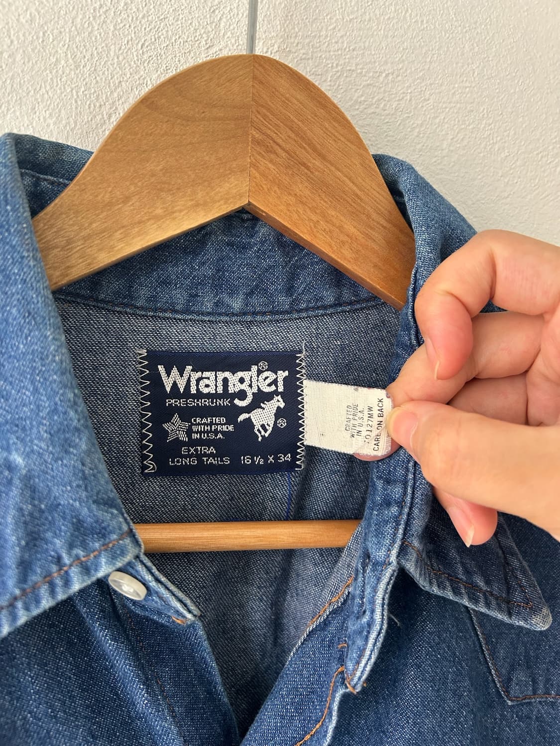 80s vtg WRangler Denim Western shirt. 상품이미지6