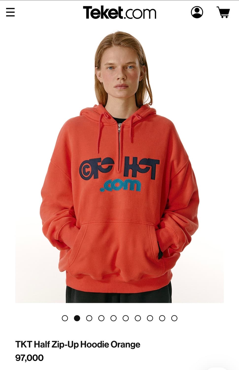 새상품) 테켓 하프집업 후디 오렌지 스몰 상품이미지1