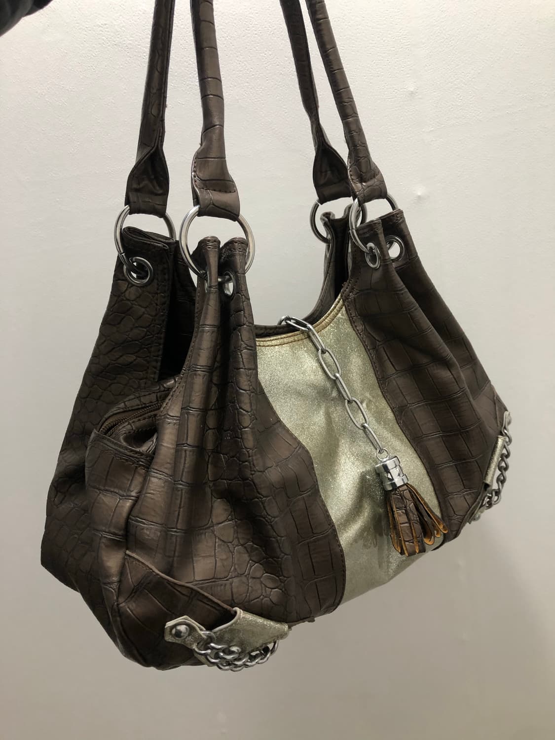 brown snakeskin glitter shoulder bag 상품이미지3