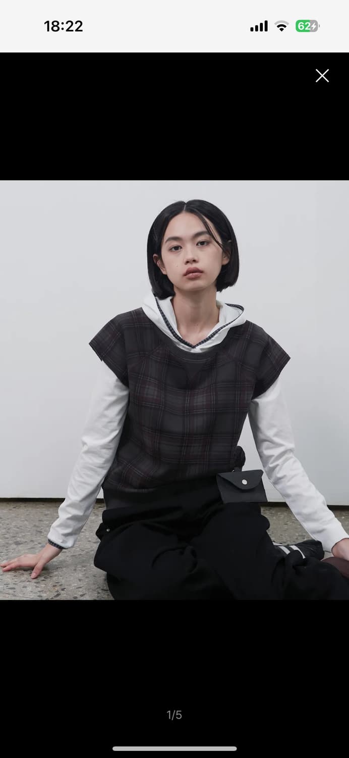 CHECK SHORT SLEEVES SWEATSHIRT, CH ARCOA 상품이미지1