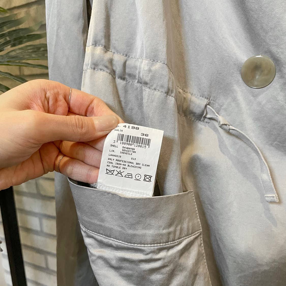 조르지오 아르마니 자켓 빅카라 실크안감 허리 스트링 디테일 그레이 그레이 상품이미지7