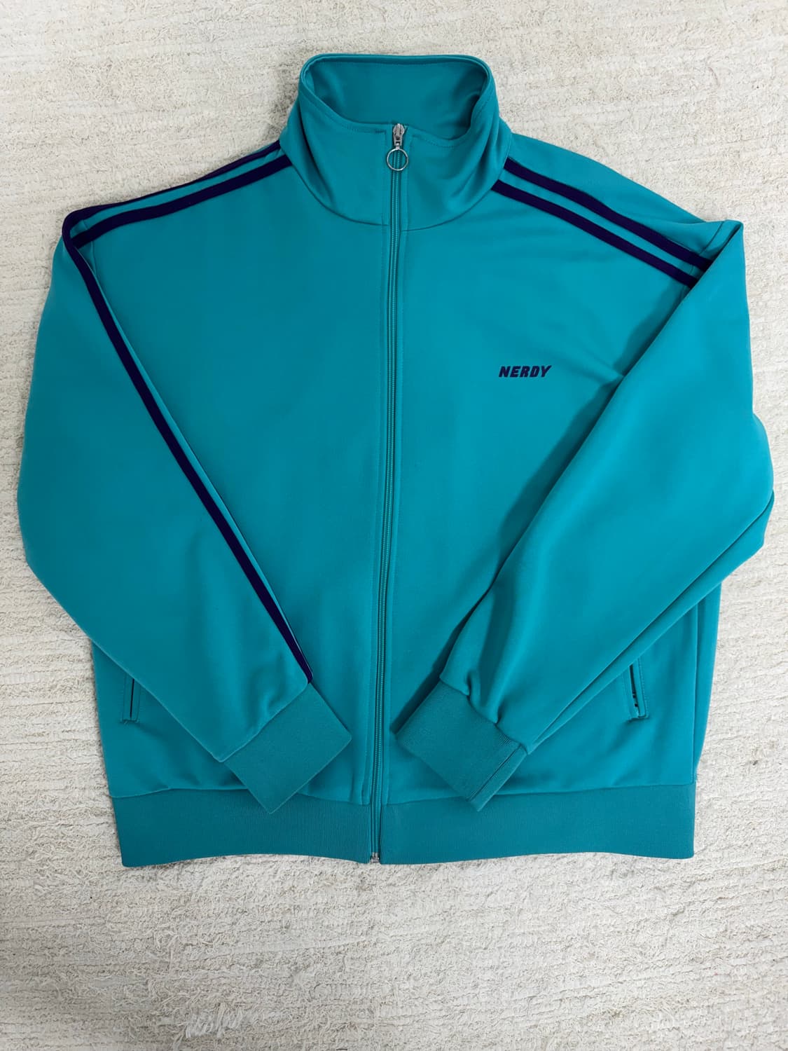 •NERDY 터콰이즈 트랙 집업 자켓 (사이드 라인) 상품이미지1