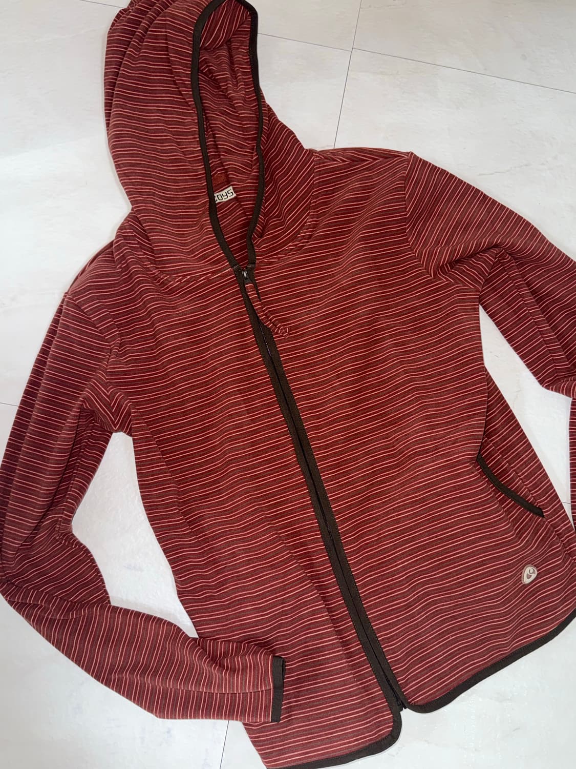 코이세이오 스트라이프 플리스 집업 레드 상품이미지4