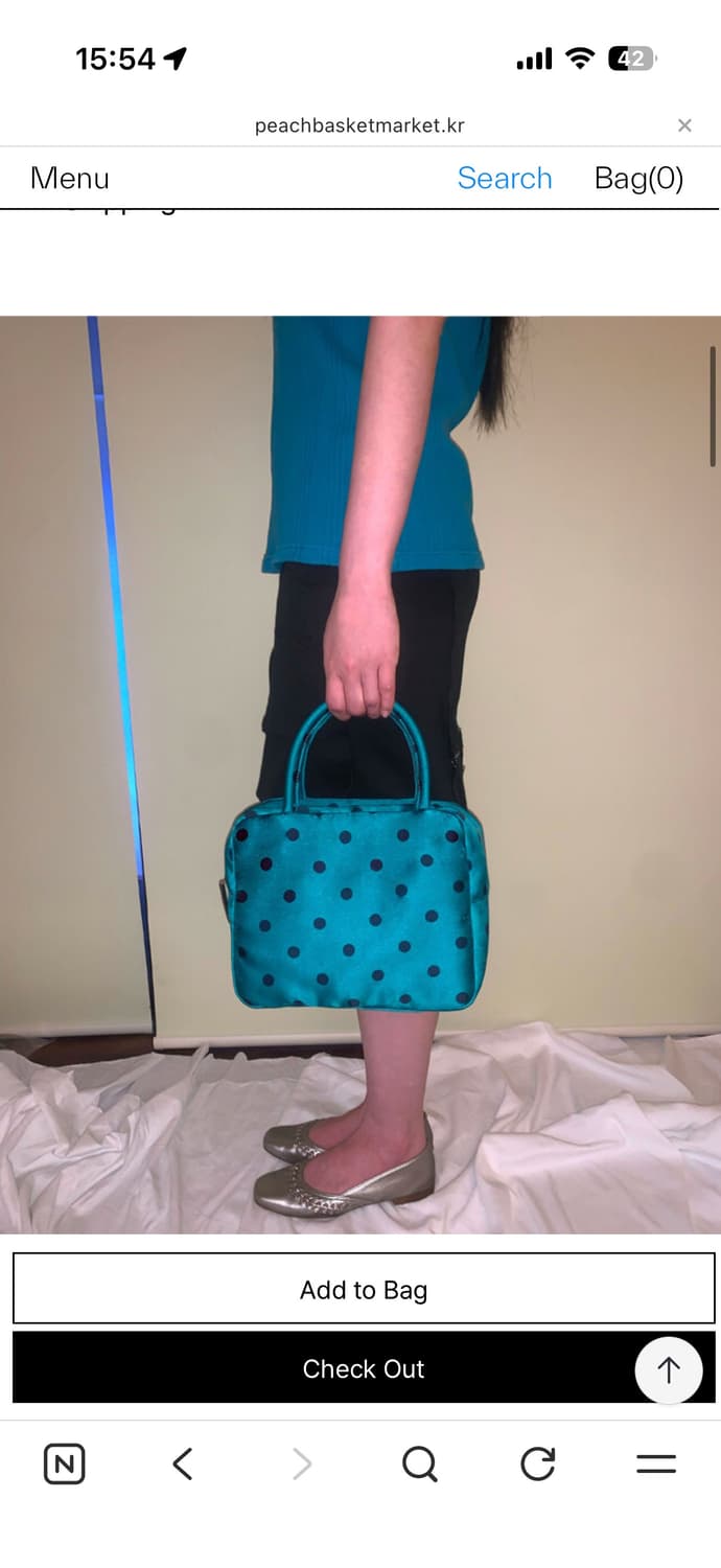 피치바스켓마켓 도트백 그린 상품이미지3