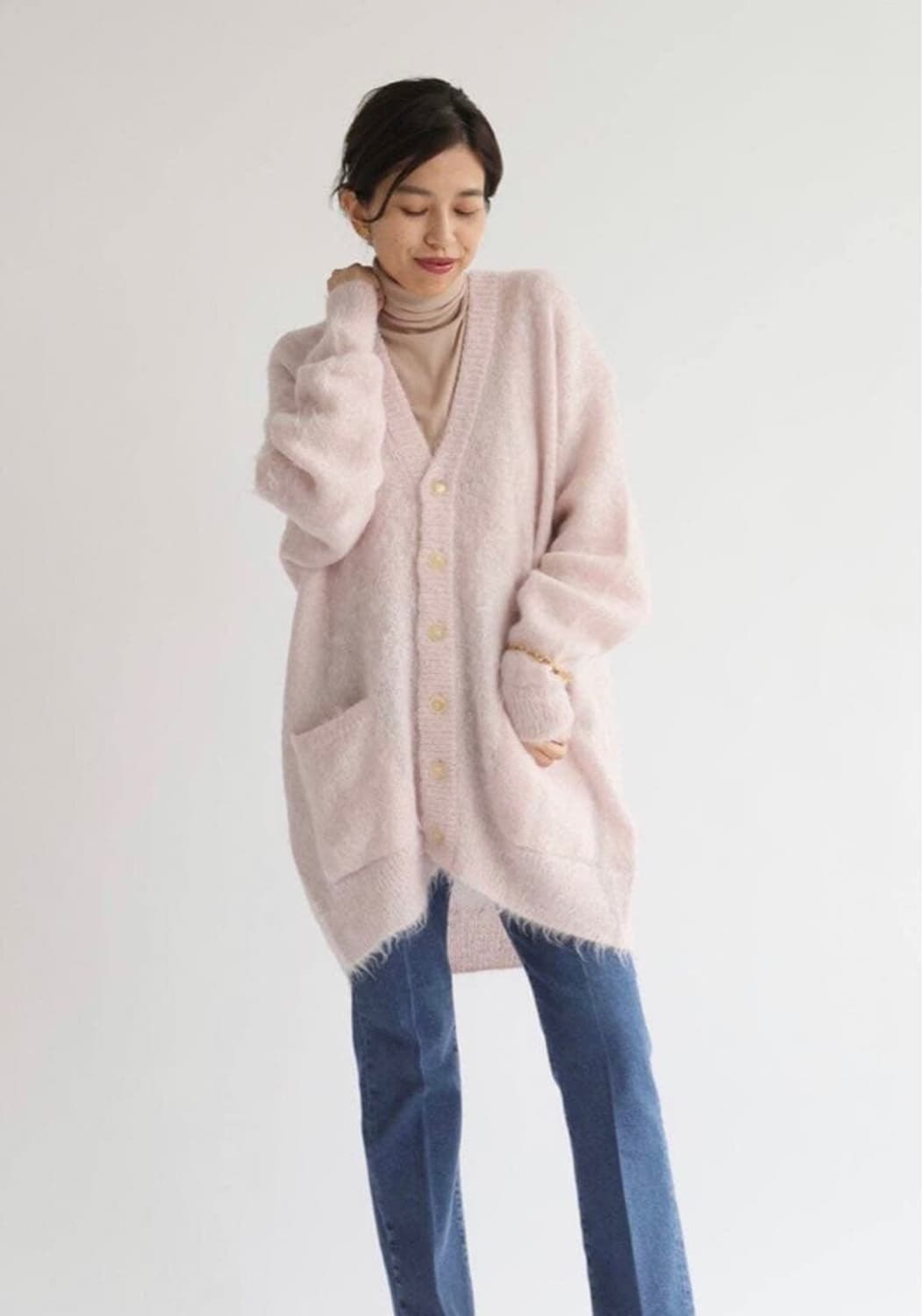오라리 모헤어 핑크 가디건 상품이미지7