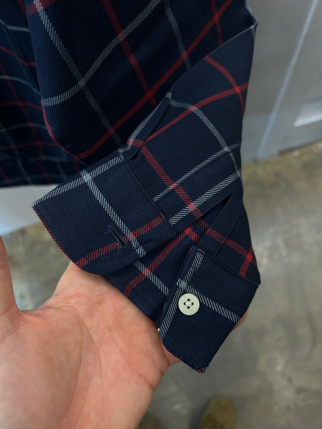 버버리 짙은 네이비 체크 긴팔 셔츠 상품이미지4