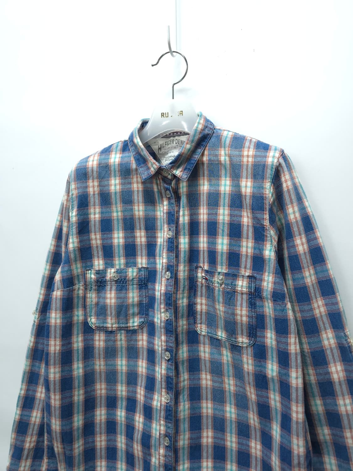 ​타미힐피거 데님 빈티지워싱 체크 남방 셔츠(95~100) 상품이미지2