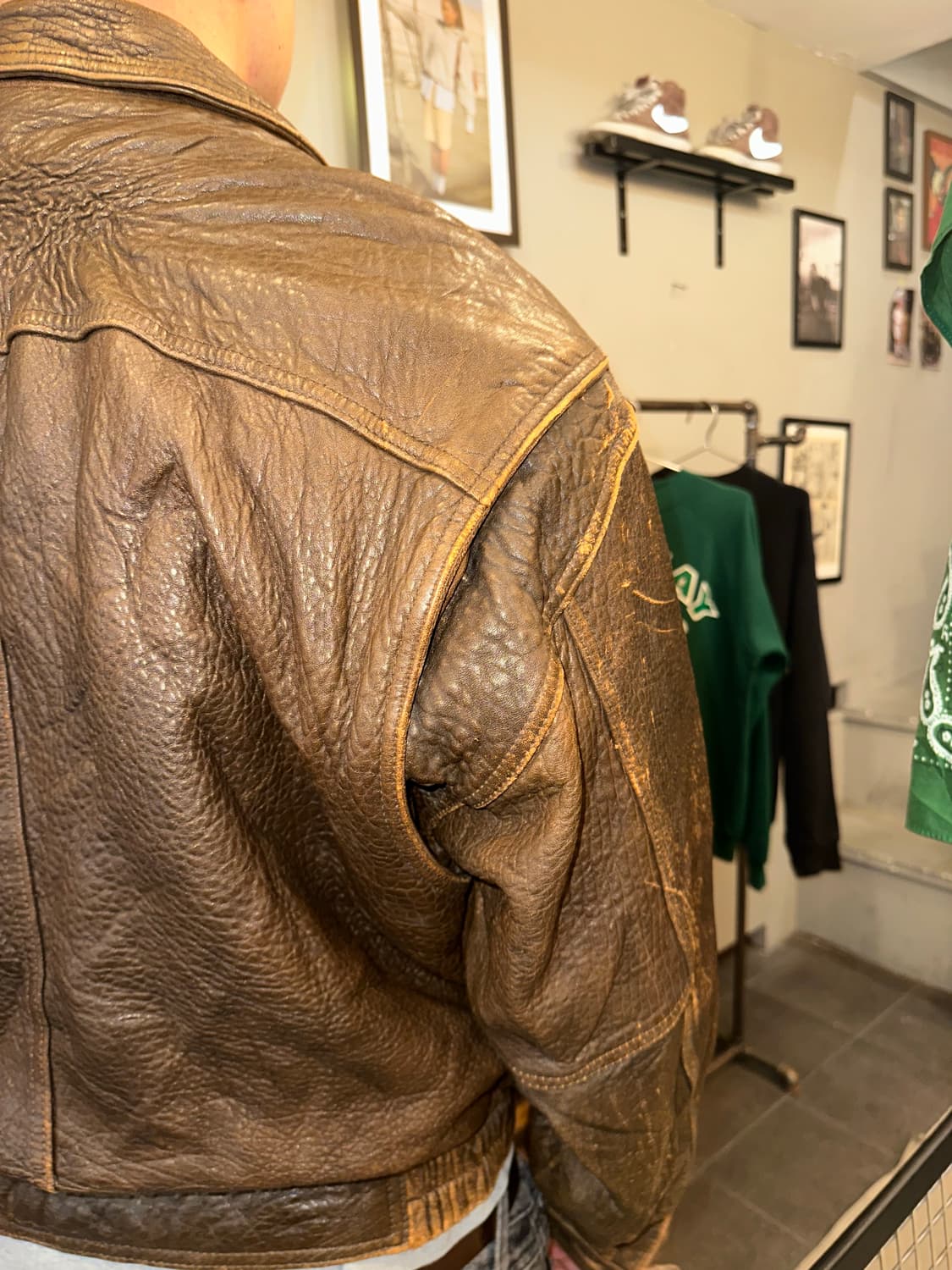 90’s Wind Armor shell-leather A-2 jacket 상품이미지10