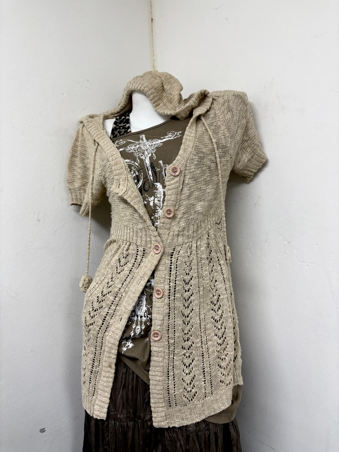“Vintage” Ivory Hooded Mori Girl Mood Ca 상품이미지2