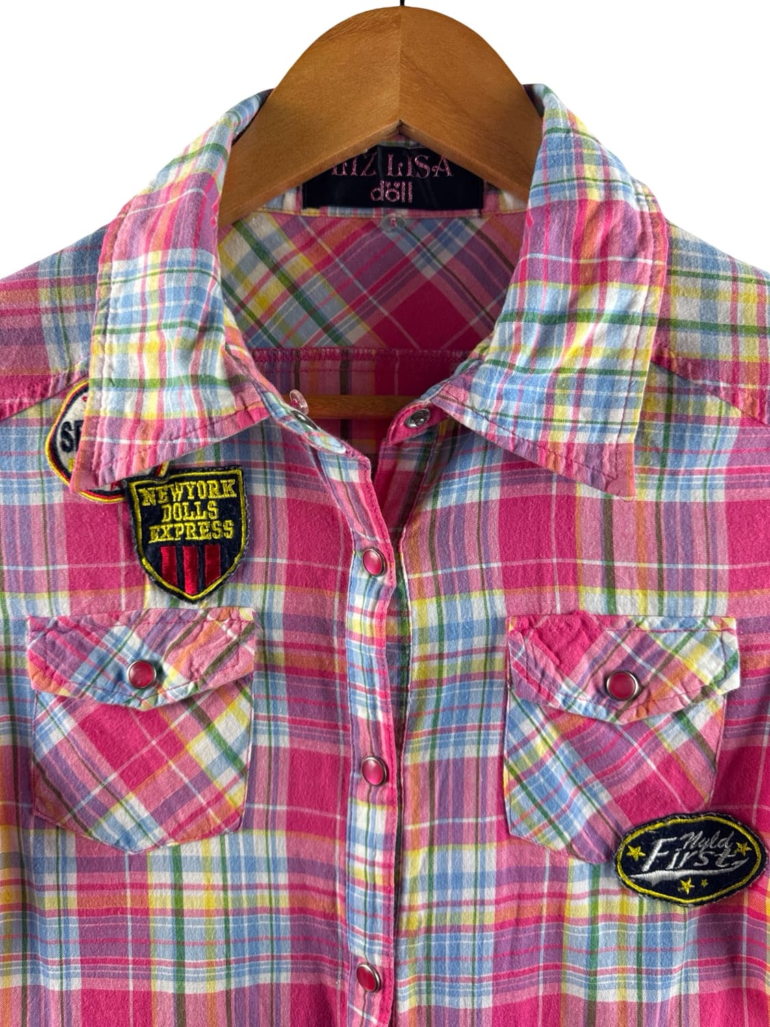 리즈리사돌 Y2K 패치 시골깔 체크 셔츠2861 상품이미지3