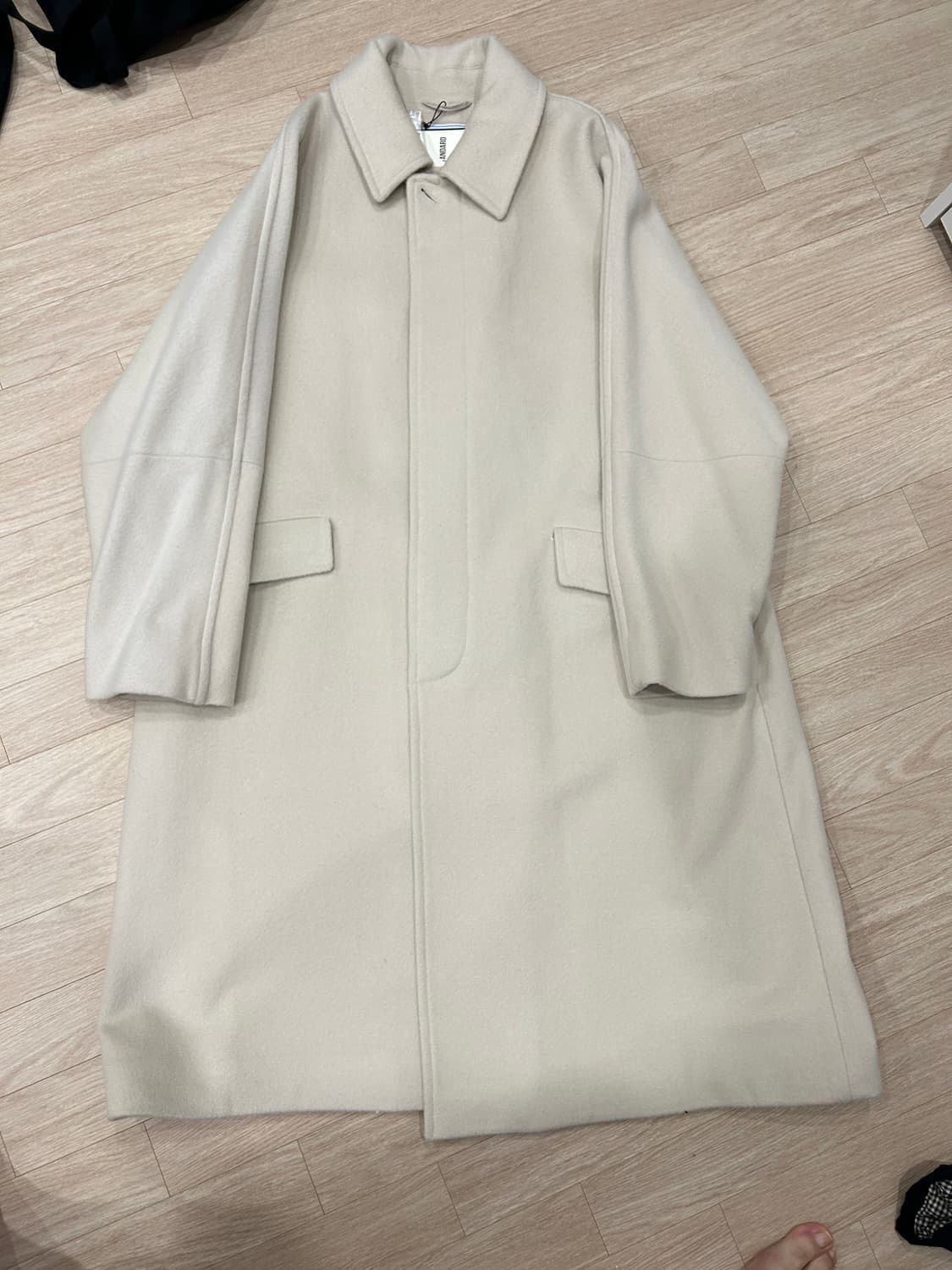 비슬로우 핏더사이즈 울 발마칸 코트 라이트 베이지 L 상품이미지7