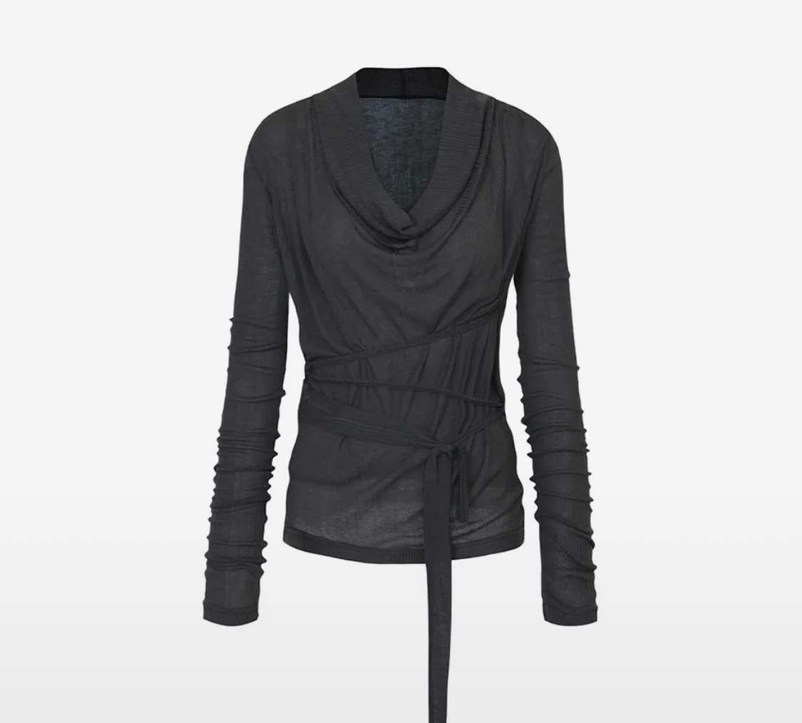 패인오어플레저 릴리 카울 리본탑 차콜 상품이미지1