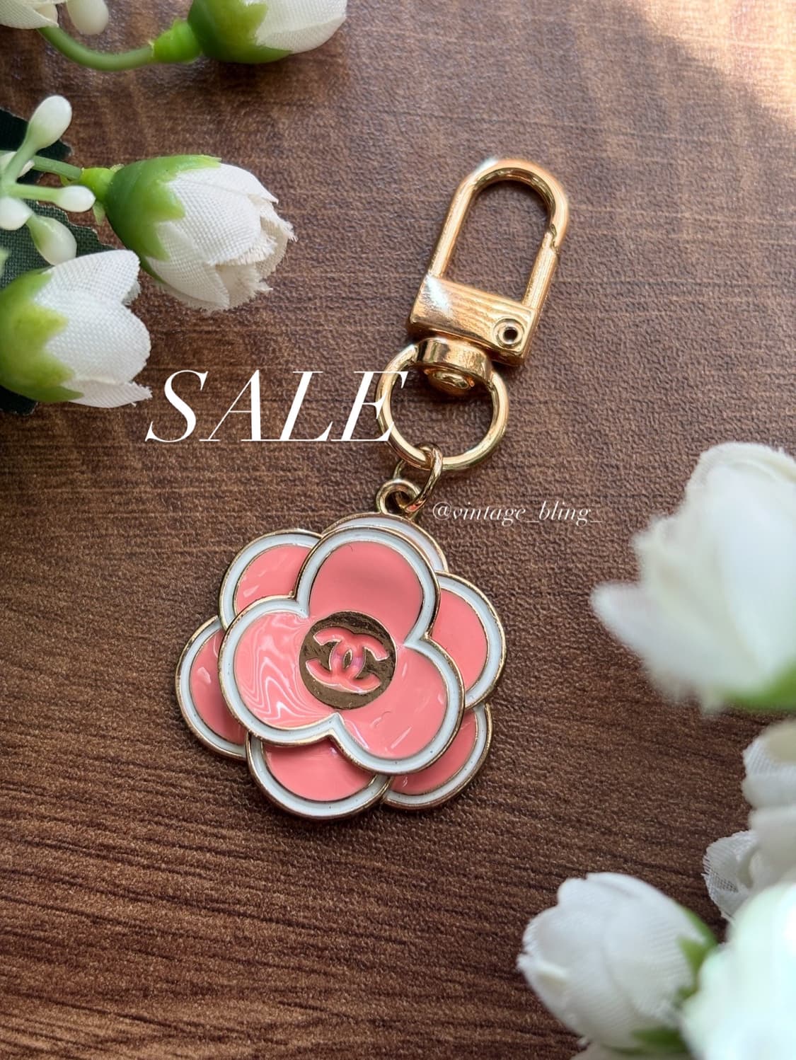 [SALE] 샤넬 까멜리아 플라워 핑크골드 키링 상품이미지1