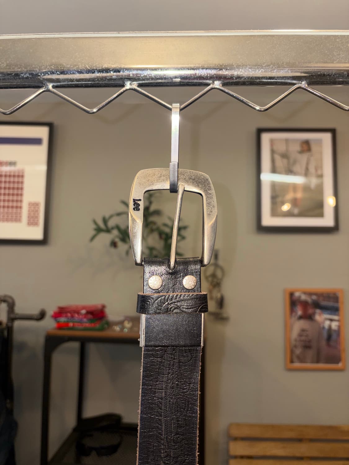 Old Lee buckle logo western leather belt 상품이미지5