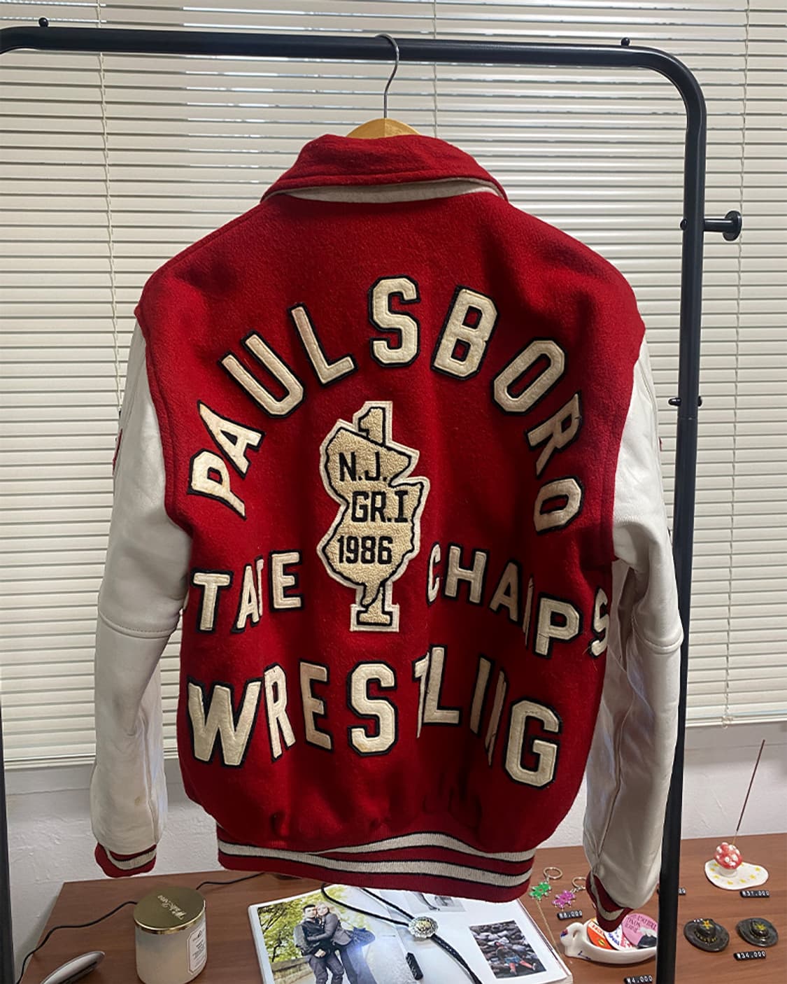 미국 빈티지 80s 레드/화이트 바시티 자켓  상품이미지4