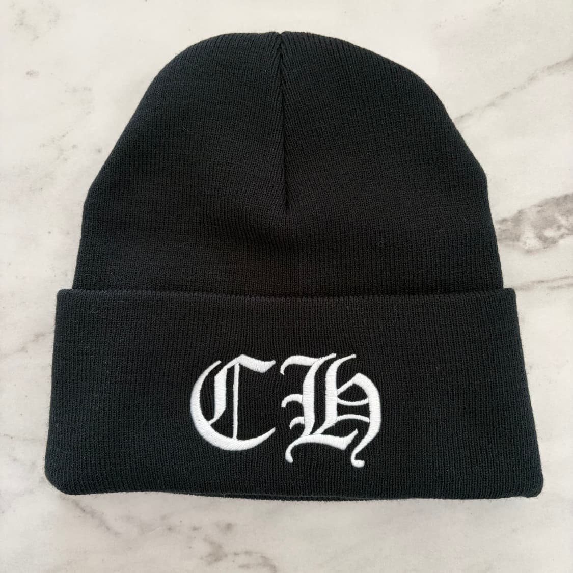 레어) 크롬하츠 Ch 로고 레터링 양면 워치 캡 비니 블랙 새상품 OS 상품이미지2