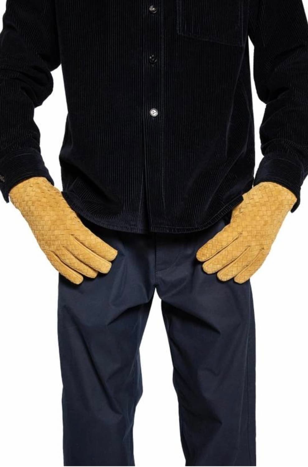 보테가 베네타 램스킨 스웨이드 장갑 머스타드 상품이미지2