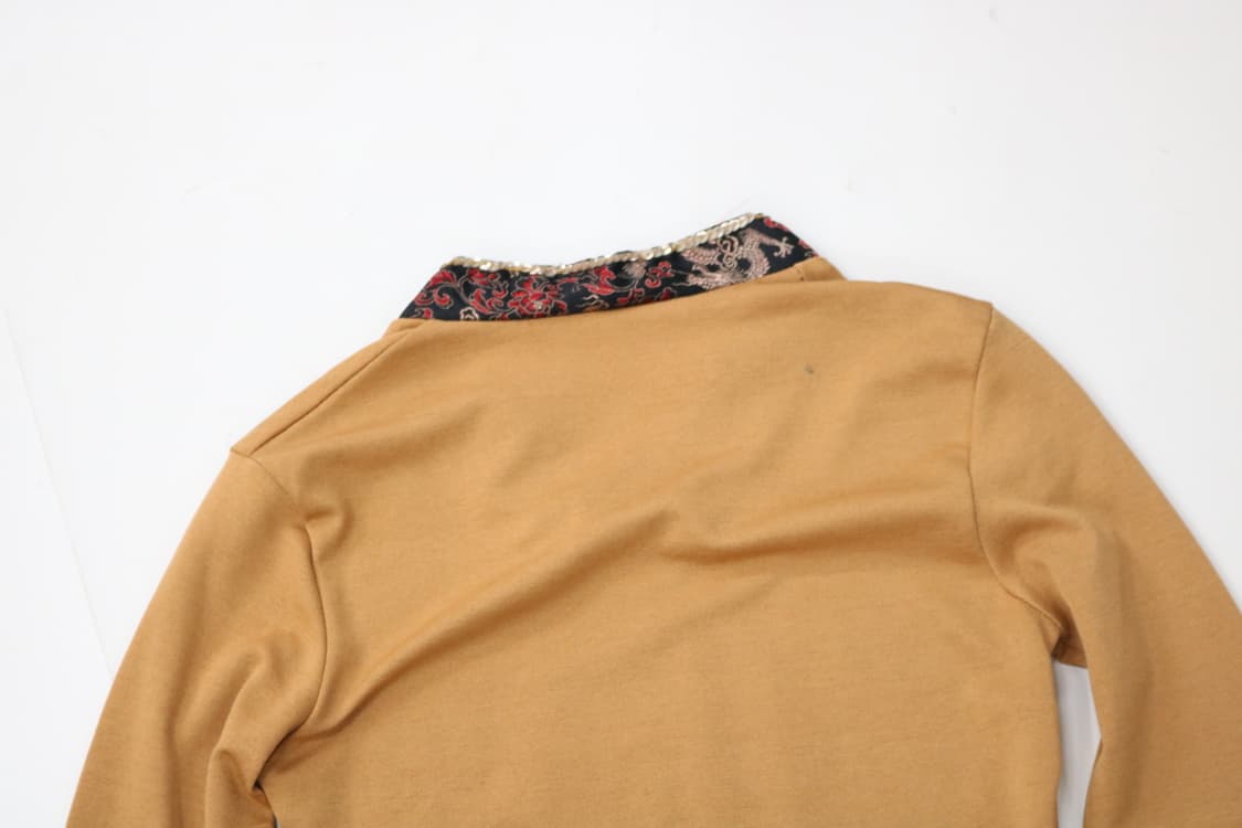 빈티지 에스닉 오리엔탈 자수 스팽글 머스타드 긴팔 티셔츠 상품이미지7