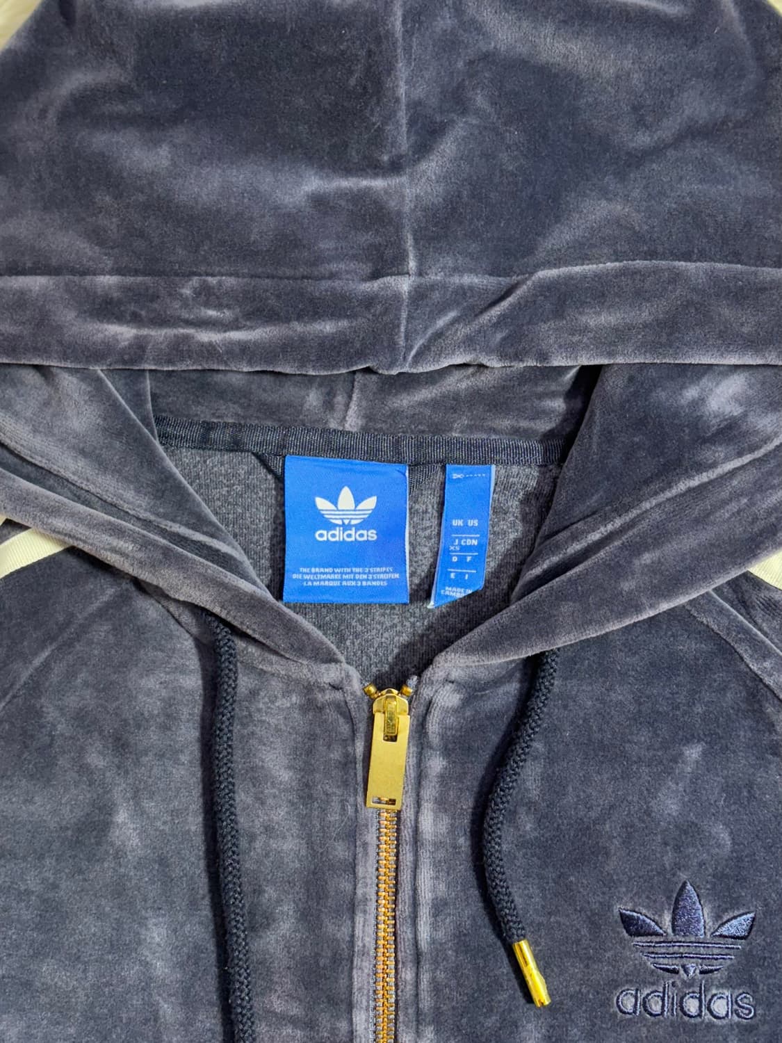 아디다스 벨벳 삼선 네이비 오버핏 후드집업  상품이미지7