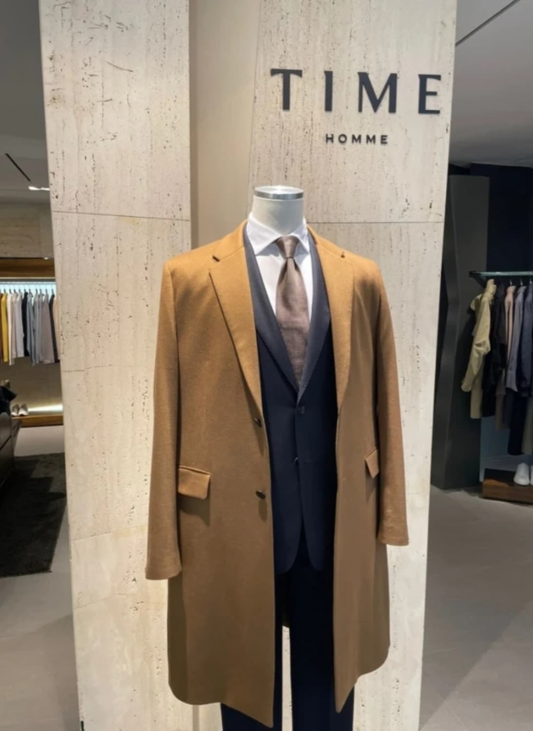 [새상품] 타임옴므 캐시미어100 싱글코트 카멜 105 상품이미지9