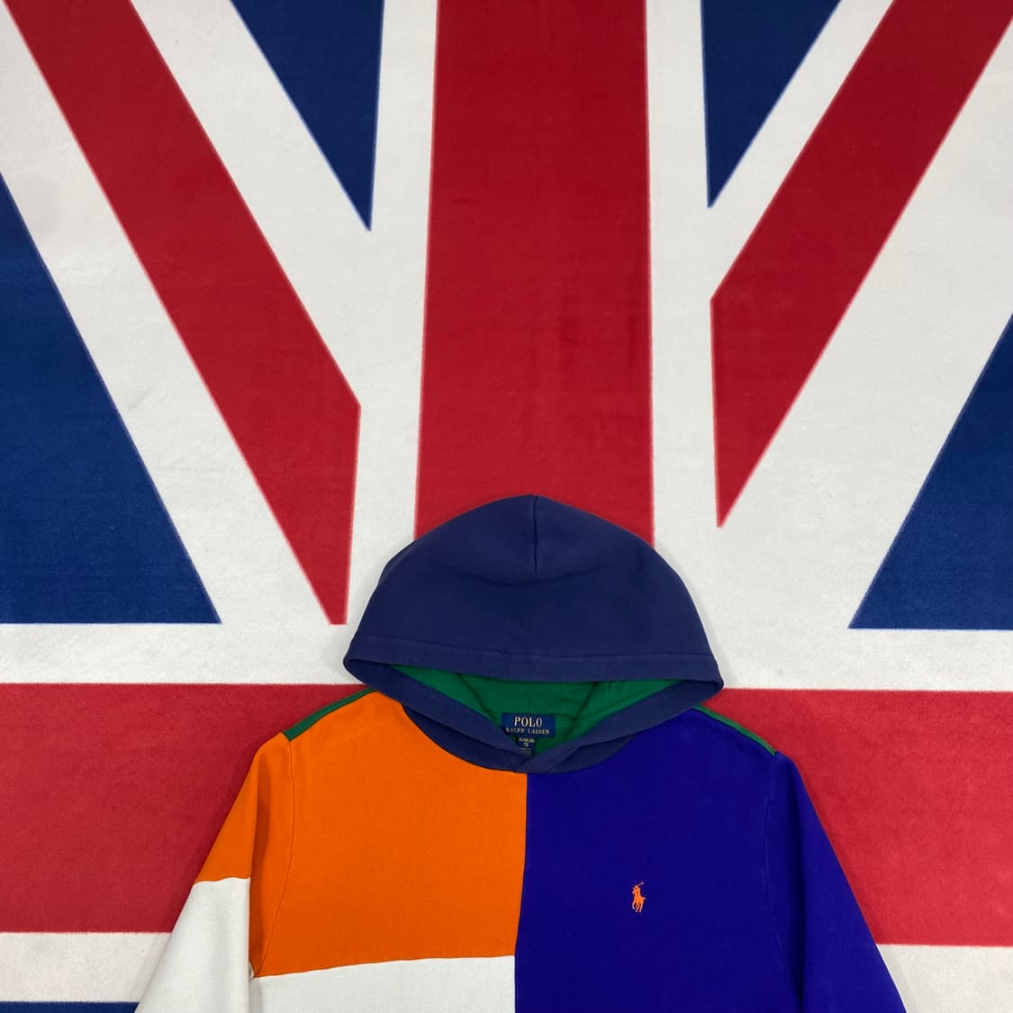 폴로 컬러블록 후드티 실측 M  상품이미지2