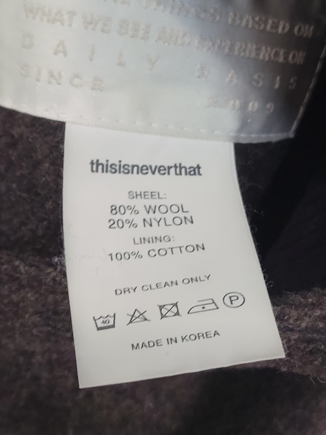 디스이즈네버댓 리버시블 울코트 남성용 95~100사이즈 상품이미지10