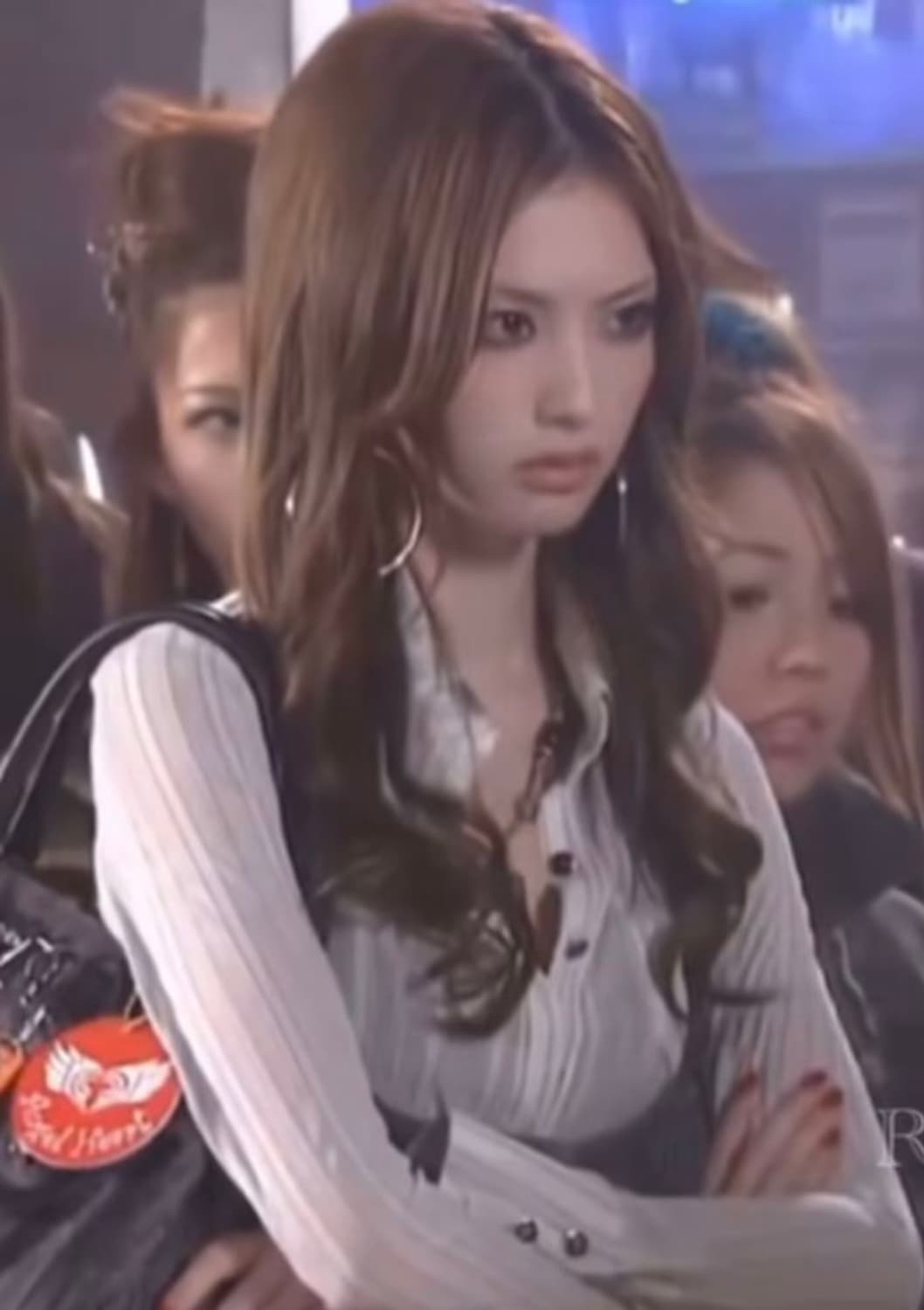 스즈키에미깔 긱시크 갸루 골지 화이트 레이어드 셔츠 롱슬리브 상품이미지1