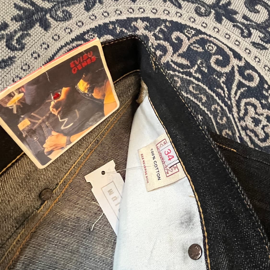 34 에비수 헤리티지 다이콕 빅 그린 로고 데님 반바지/W2383 상품이미지5