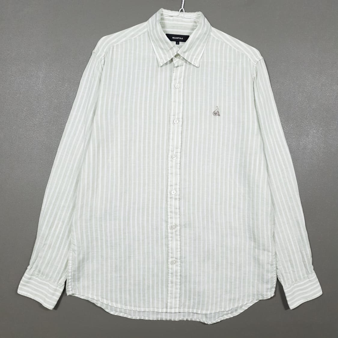 95) 빈폴 신형 23ss 린넨 마 볼드 스트라이프 셔츠 라이트 그린 상품이미지3