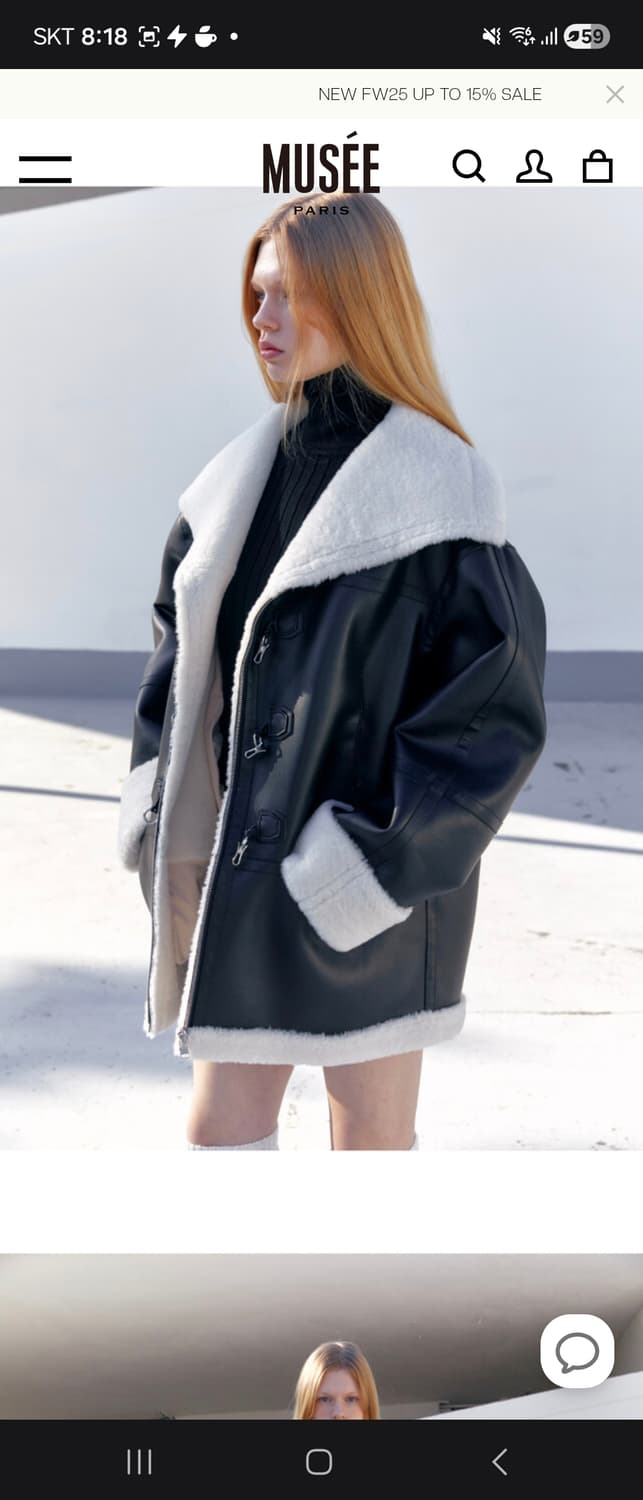 뮤제 musee 다리아 에코퍼 무스탕 코트 블랙 36 상품이미지3