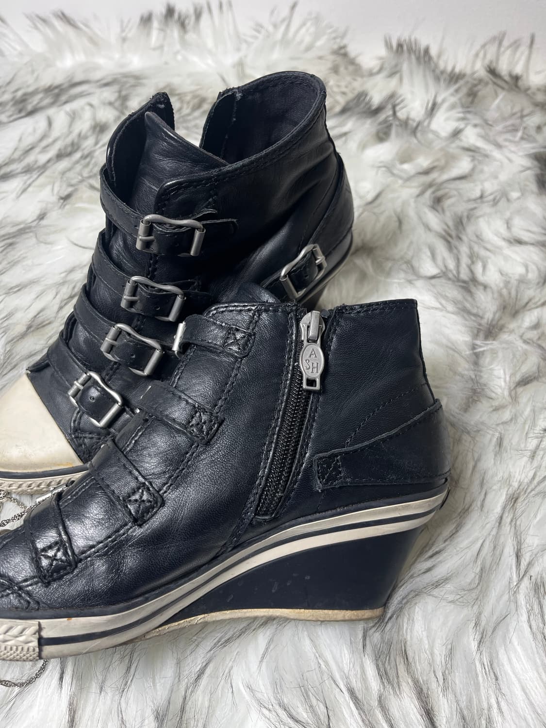 Ash 아쉬 웨지힐 스니커즈 가죽 블랙 상품이미지3