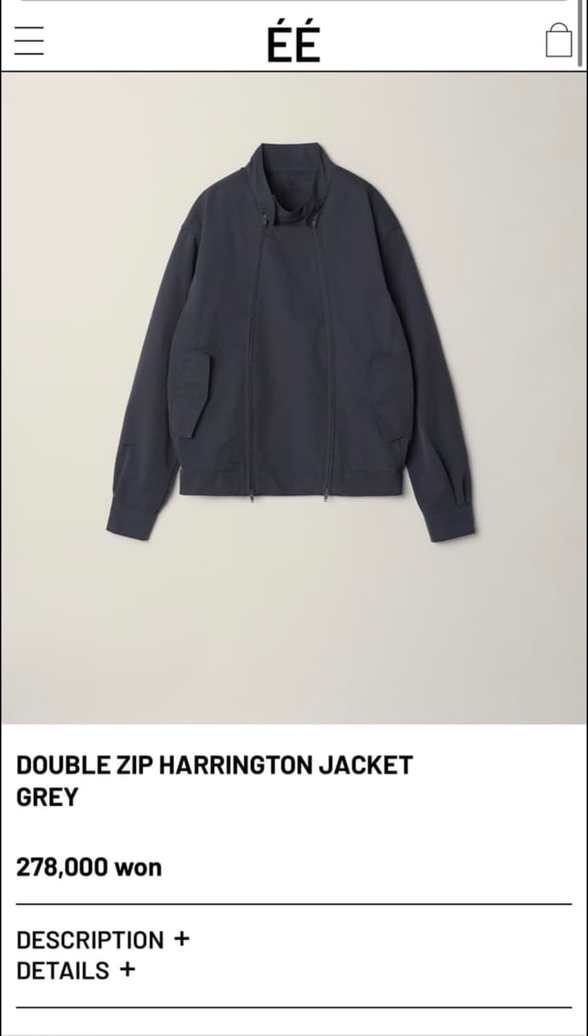 EE DOUBLE ZIP HARRINGTON JACKET GREY L 상품이미지2