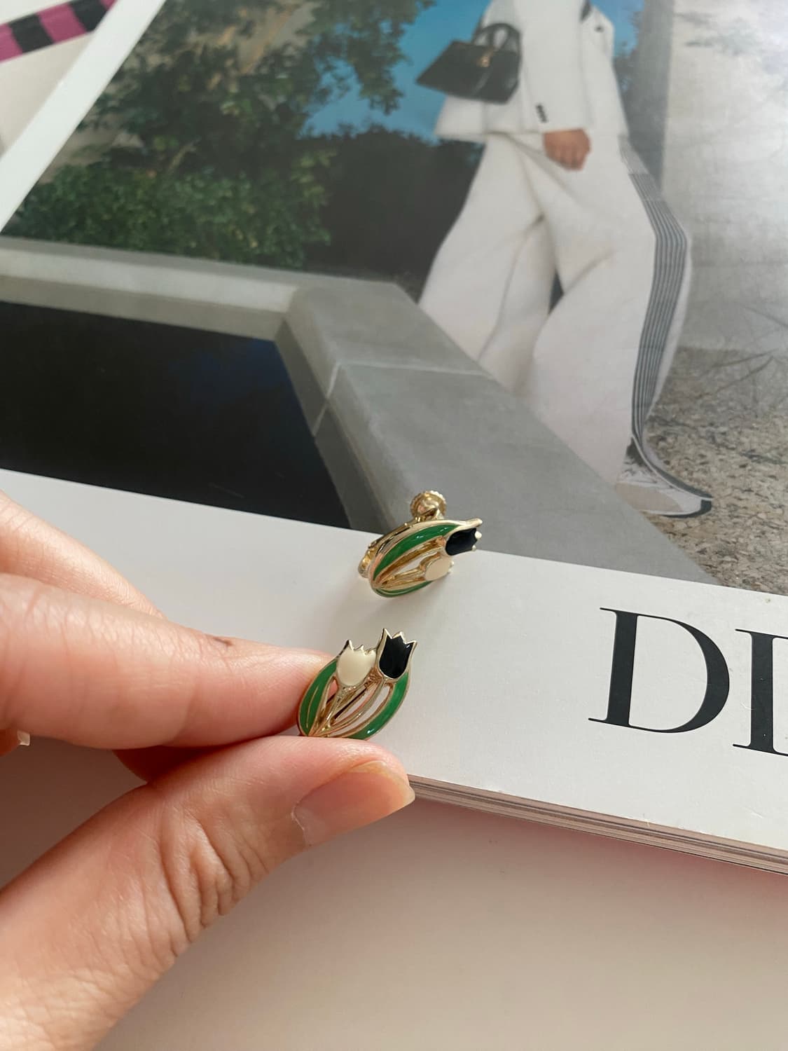 빈티지 튤립 꽃 귀찌 귀걸이 상품이미지6