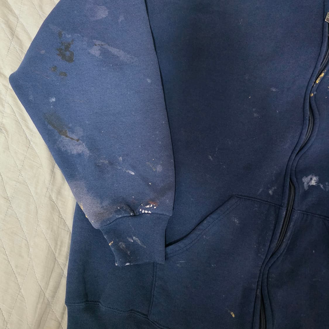 [XXL] 90s 러셀 애슬레틱 후드집업 네이비 하드페인팅 ver. 17 상품이미지2