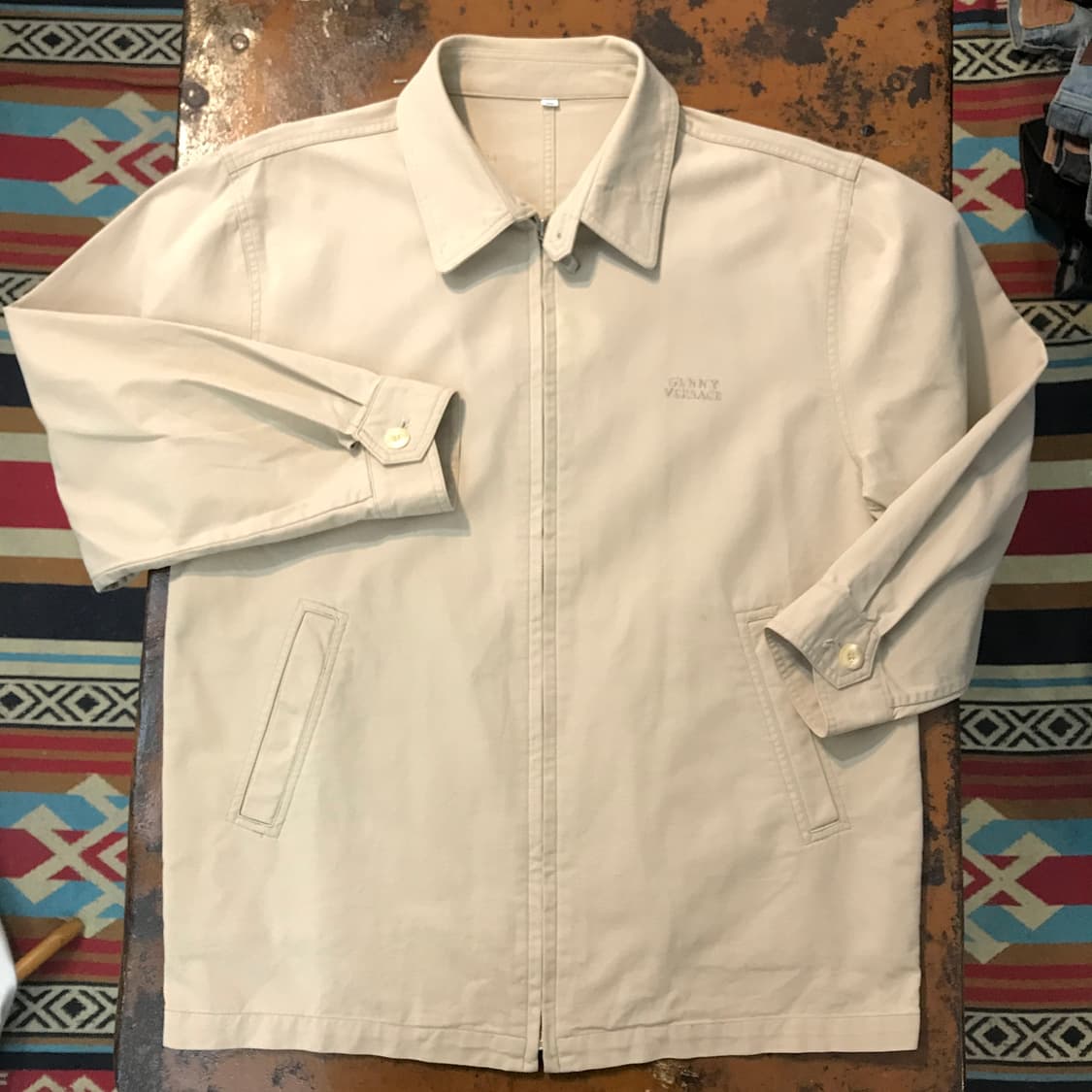 90s 베르사체 베이지 집업 블루종 자켓 남성 105 사이즈  상품이미지1