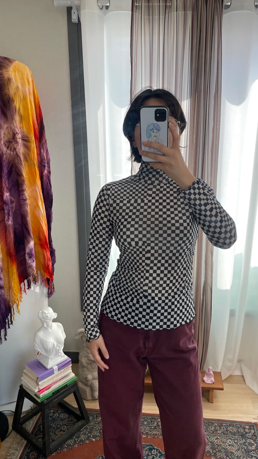 체크 이너 폴라티 일본 빈티지 상품이미지4