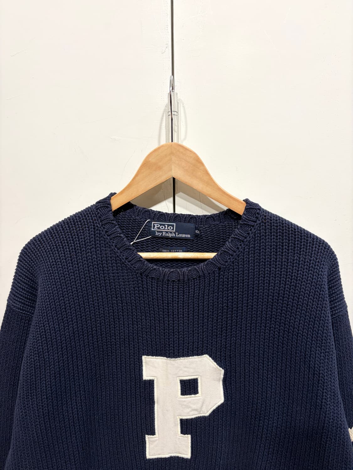 90's 폴로 랄프로렌 P 로고 레터맨 니트 스웨터 상품이미지3