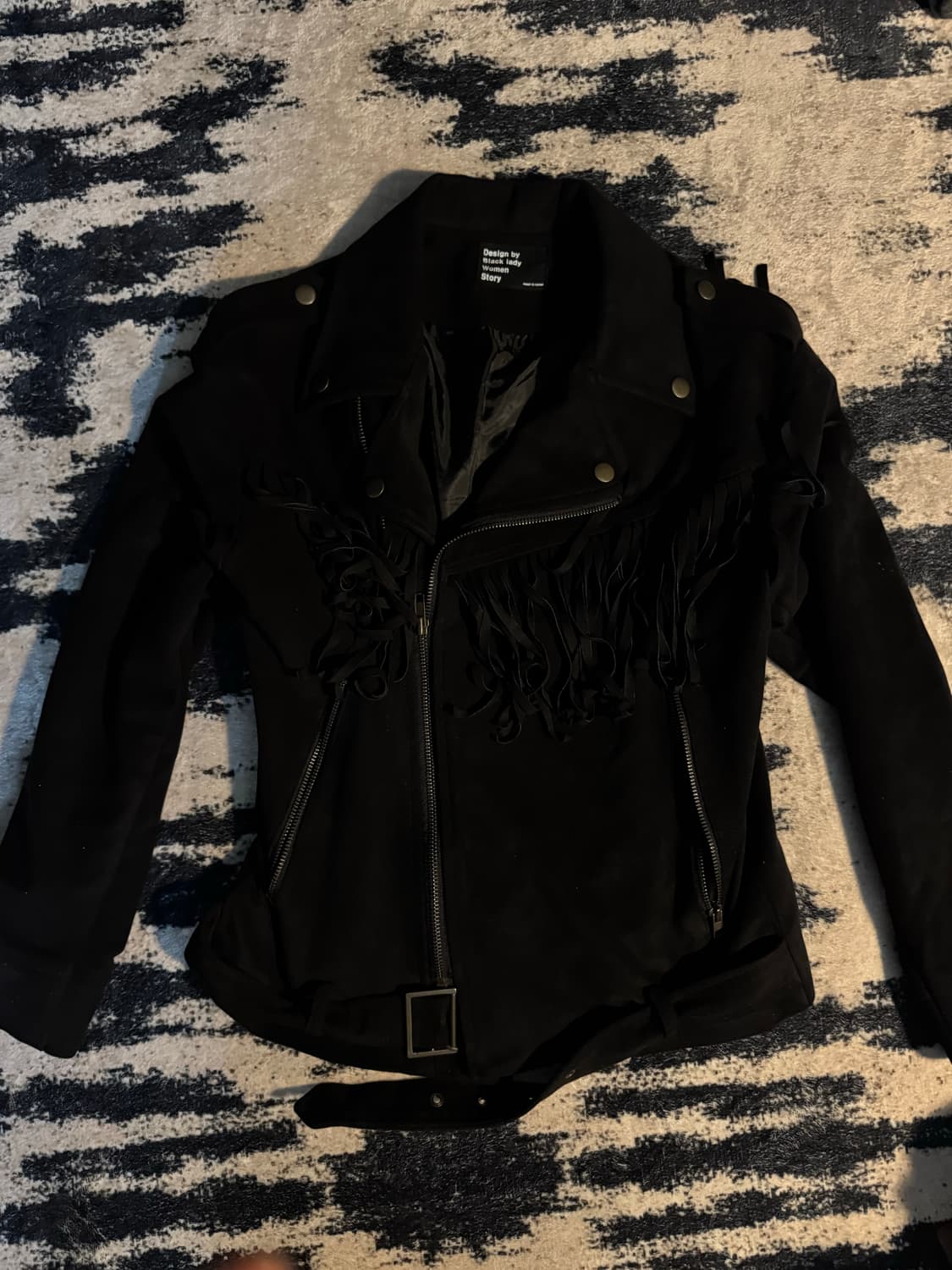 락시크 펑크 태슬 디테일 스웨이드 라이더 자켓 상품이미지1