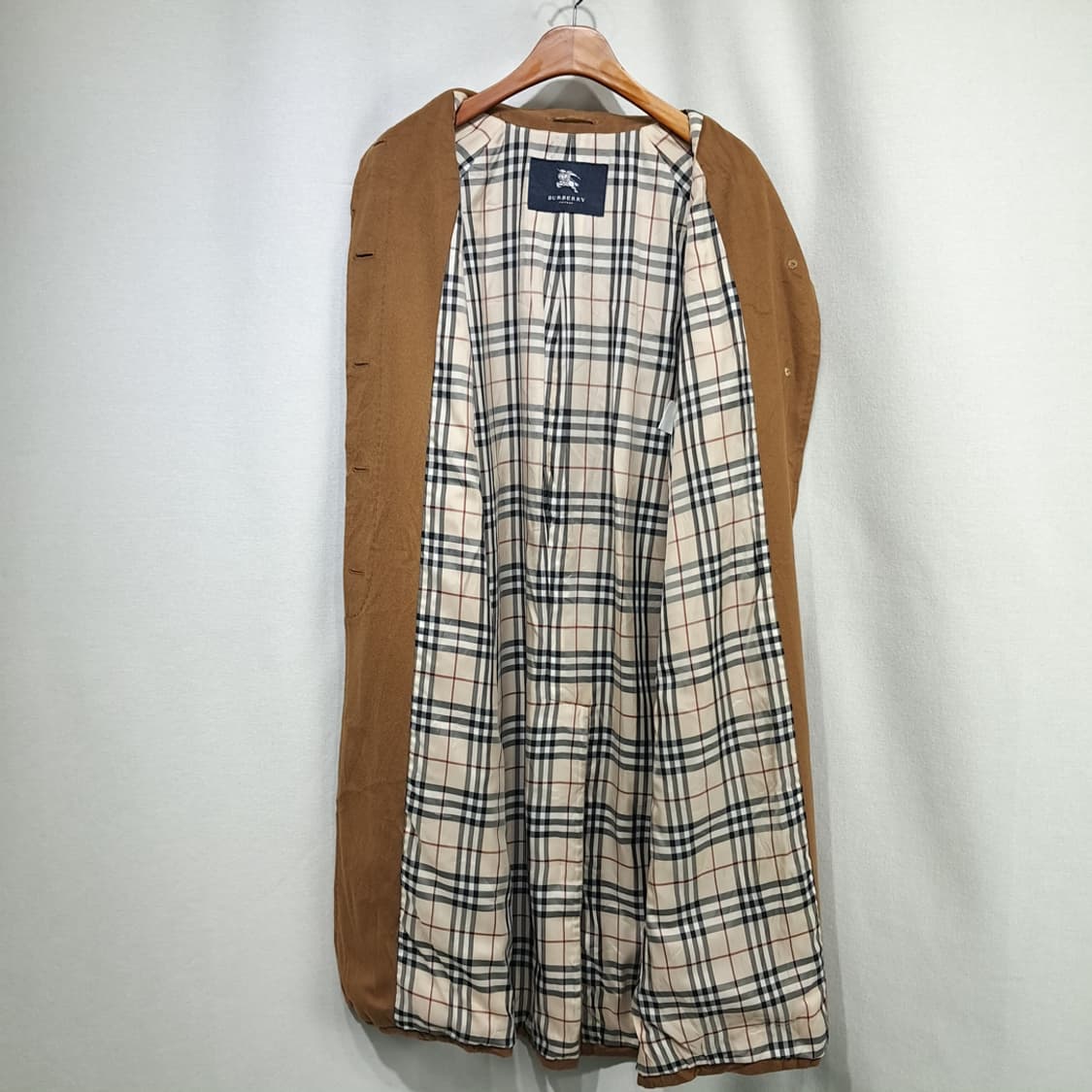 CN985W L 버버리 클래식카멜 노바체크 라이닝 울 롱코트 상품이미지5