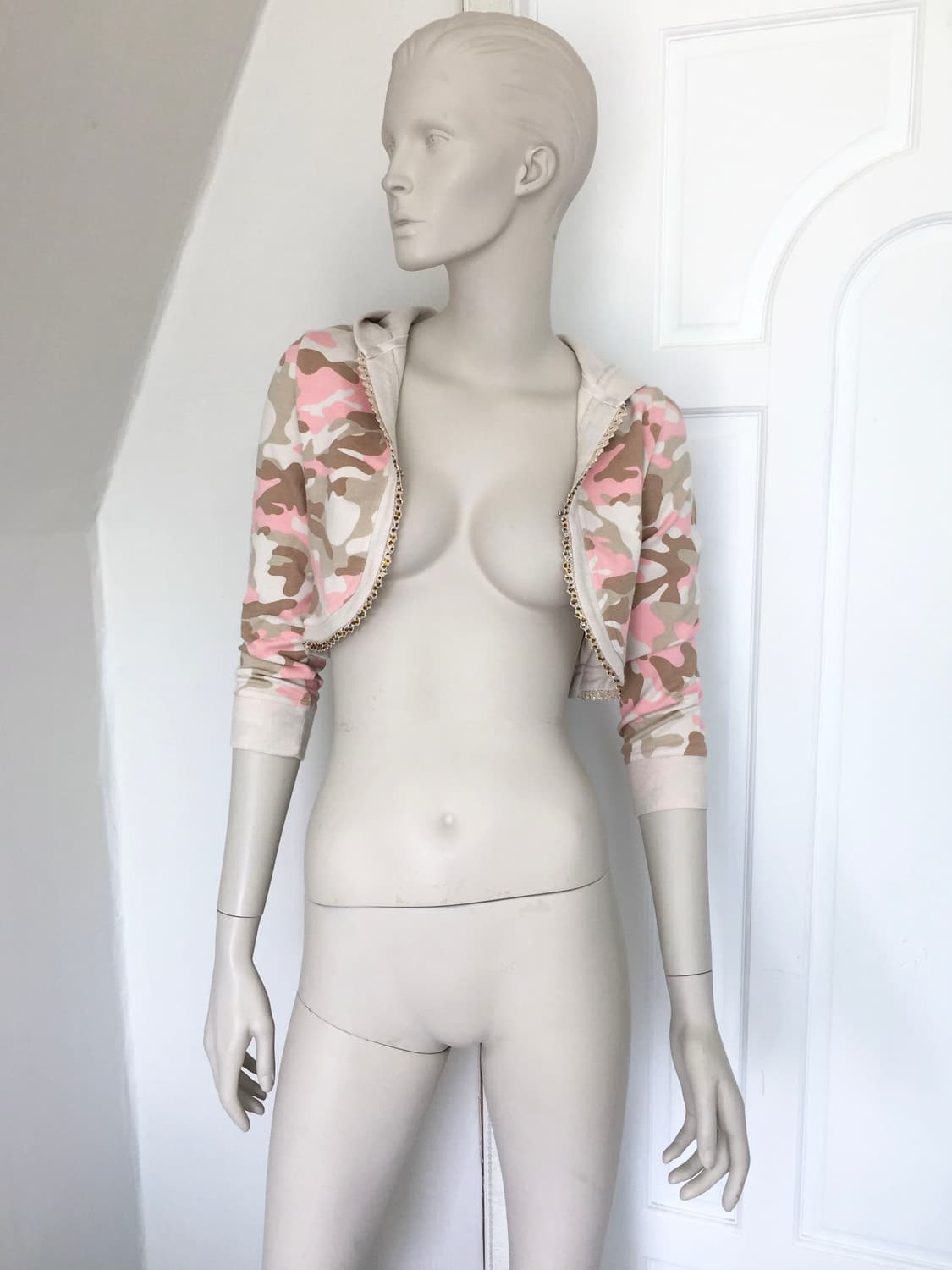 Camouflage Beaded Hoodie Bolero Pink 상품이미지1