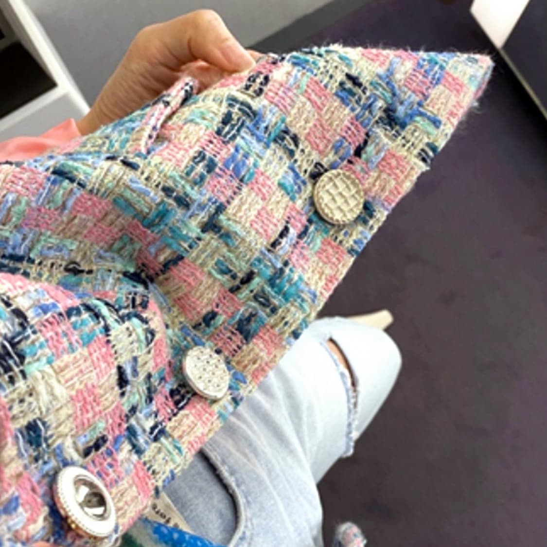 빨강(BBALGANG) 핑크트위드자켓 프리사이즈 새상품 상품이미지2