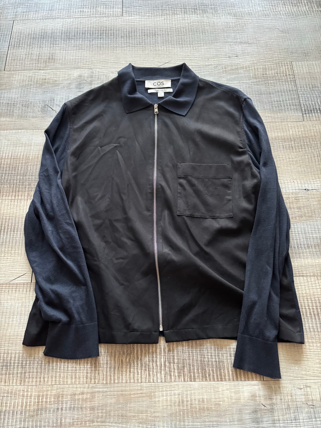 [S] 코스 패널 집업 오버셔츠 블랙 네이비 상품이미지2